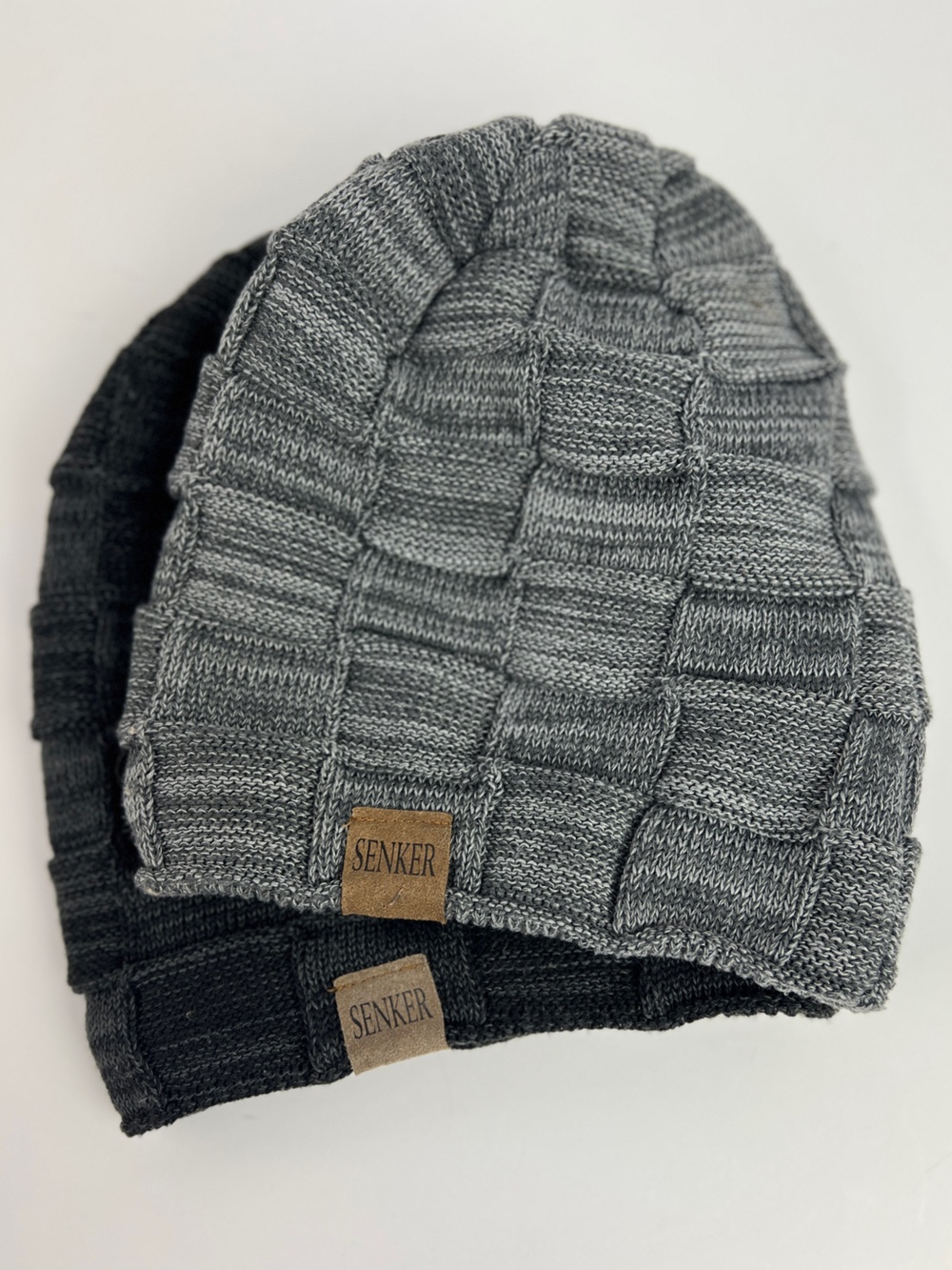 Senker Fashion 2 Pack Slouchy Beanie Hats Lined Gray Black Unisex Adult One Size